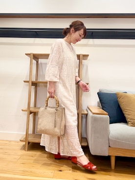 「URBAN RESEARCH DOORS（アーバンリサーチドアーズ）のレースワンピース（ワンピース、ベージュ系）」を使った、+++ゆき+++さん（レディース・151cm）の春コーディネート
