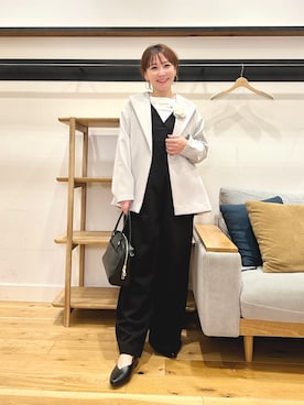 「URBAN RESEARCH DOORS（アーバンリサーチドアーズ）のダブルクロスショートコート｜オフィスカジュアル/フォーマル/オケージョン/セレモニー/入卒式/お呼ばれ/ジャケット（その他アウター、グレー系）」を使った、+++ゆき+++さん（レディース・151cm）の春コーディネート