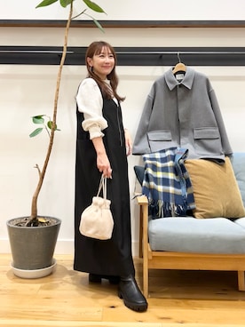 「URBAN RESEARCH DOORS（アーバンリサーチドアーズ）のピンタックフリルスタンドカラーブラウス（シャツ/ブラウス）」を使った、+++ゆき+++さん（レディース・151cm）の冬コーディネート