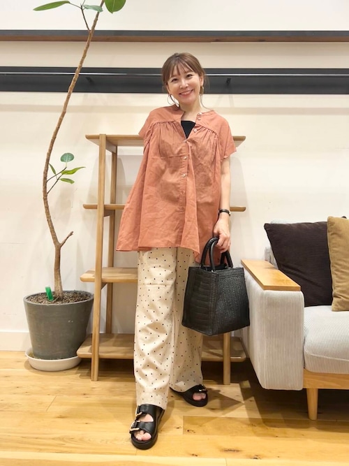 セール】『UR TECH』ボイルギャザーフレンチブラウス（シャツ/ブラウス