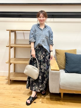 「URBAN RESEARCH DOORS（アーバンリサーチドアーズ）のシアーデニムシャツ（シャツ/ブラウス、ブルー系）」を使った、+++ゆき+++さん（レディース・151cm）の夏コーディネート
