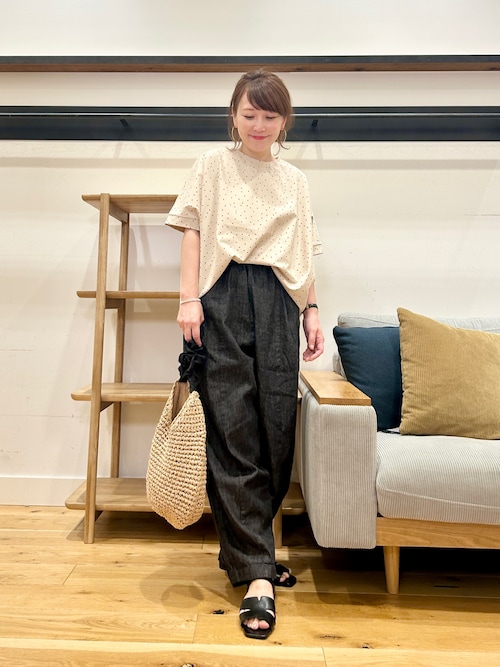 かぐれ ジーンズ デニム デニムパンツ 綿麻デニムボリュームパンツ