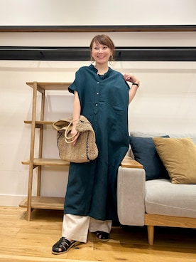 「URBAN RESEARCH DOORS（アーバンリサーチドアーズ）のFORK&SPOON　リネンレーヨンシャツワンピース（ワンピース、グリーン系）」を使った、+++ゆき+++さん（レディース・151cm）の春コーディネート