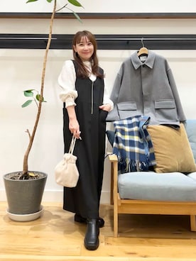 「URBAN RESEARCH DOORS（アーバンリサーチドアーズ）のピンタックフリルスタンドカラーブラウス（シャツ/ブラウス）」を使った、+++ゆき+++さん（レディース・151cm）の冬コーディネート