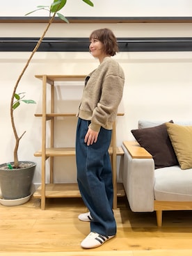 「URBAN RESEARCH DOORS（アーバンリサーチドアーズ）のプードルボアカーディガン（カーディガン/ボレロ）」を使った、+++ゆき+++さん（レディース・151cm）の秋コーディネート