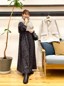 「アイテム（ネックウォーマー/スヌード、グレー系）」を使った、+++ゆき+++さん（レディース・151cm）の冬コーディネート