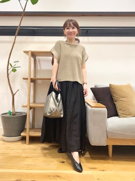 「URBAN RESEARCH DOORS（アーバンリサーチドアーズ）のリネンライクニットプルオーバー（ニット/セーター）」を使った、+++ゆき+++さん（レディース・151cm）の夏コーディネート