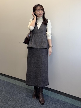 「アイテム（ジャンパースカート）」を使った、harukaさん（レディース・155cm・20代）の冬コーディネート
