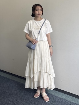 「ROPE' PICNIC（ロペピクニック）の【ちゃんと+かわいい保証】me fit BAG ワンショルダートート＆ミニショルダーバッグ/A4対応（ショルダーバッグ、グレー系）」を使った、harukaさん（レディース・155cm）の夏コーディネート
