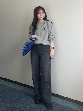 「アイテム（バッグ、ブルー系）」を使った、harukaさん（レディース・155cm）の秋コーディネート