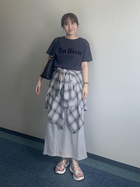 「ROPE' PICNIC（ロペピクニック）のクロスストリングスライド＆バックスリングサンダル（サンダル）」を使った、harukaさん（レディース・155cm・20代）の夏コーディネート