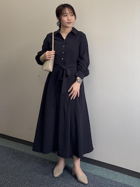 「ROPE' PICNIC（ロペピクニック）のVカットソフトバブーシュ（パンプス、ベージュ系）」を使った、harukaさん（レディース・155cm）の春コーディネート