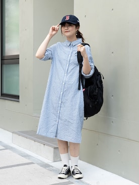 「Eddie Bauer（エディーバウアー）のアイテム（シャツワンピース）」を使った、eddiebauerofficialさん（レディース・168cm）の春コーディネート