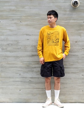 「Eddie Bauer（エディーバウアー）のアイテム（Tシャツ/カットソー）」を使った、eddiebauerofficialさん（メンズ・171cm）の秋コーディネート