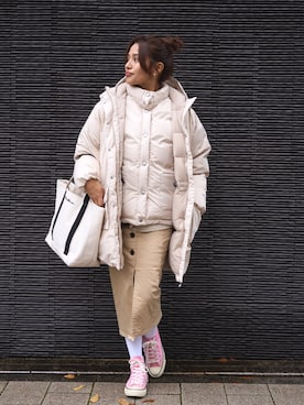 「Eddie Bauer（エディーバウアー）のアイテム（ジャケット/アウター）」を使った、eddiebauerofficialさん（レディース・159cm）の冬コーディネート