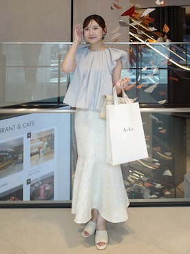 「CAFUNE（カフネ）のアイテム」を使った、𝘺𝘶𝘪｜きれいめフェミニンさん（レディース・157cm）の夏コーディネート