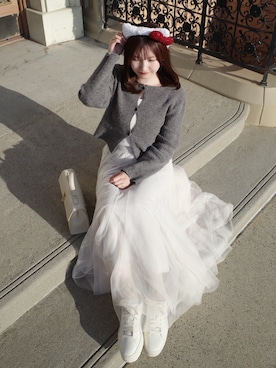 「RAY CASSIN（レイカズン）のアイテム（トップス）」を使った、𝘺𝘶𝘪｜きれいめフェミニンさん（レディース・157cm）の春コーディネート