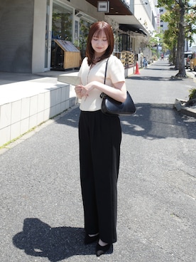 「ZARA（ザラ）のアイテム（トップス、ベージュ系）」を使った、𝘺𝘶𝘪｜きれいめフェミニンさん（レディース・157cm）の春コーディネート