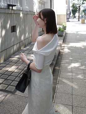 「CAFUNE（カフネ）のアイテム」を使った、𝘺𝘶𝘪｜きれいめフェミニンさん（レディース・157cm）の春コーディネート