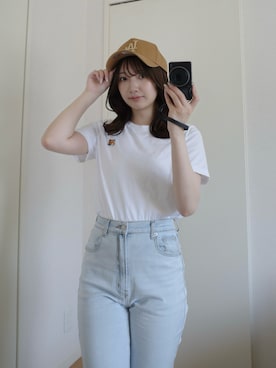 「Maison Kitsune（メゾンキツネ）のアイテム」を使った、𝘺𝘶𝘪｜きれいめフェミニンさん（レディース・157cm）の夏コーディネート