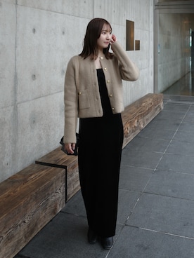 「アイテム（ノーカラージャケット）」を使った、yuiさん（レディース・157cm）の冬コーディネート