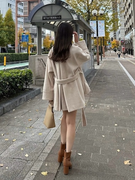 「アイテム（ノーカラーコート）」を使った、yuiさん（レディース・157cm）の秋コーディネート