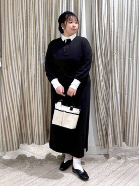 「着痩せ」｜「アイテム（ハンチング/ベレー帽）」を使った、ももこ*.。さん（レディース・158cm）の春コーディネート