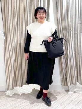 「着痩せ」｜「アイテム（ハンチング/ベレー帽）」を使った、ももこ*.。さん（レディース・158cm）の春コーディネート