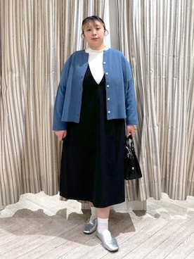 「着痩せ」｜「アイテム（ジャンパースカート）」を使った、ももこ*.。さん（レディース・158cm）の春コーディネート