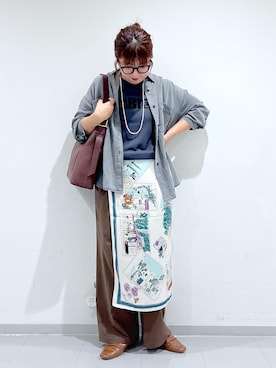 「アイテム（バンダナ/スカーフ）」を使った、shirakiiさん（レディース・165cm・30代）の秋コーディネート
