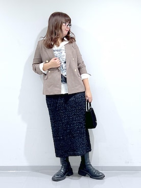 「ROPE' PICNIC（ロペピクニック）のキルティングベロアミニショルダーバッグ（ショルダーバッグ）」を使った、shirakiiさん（レディース・165cm）の秋コーディネート