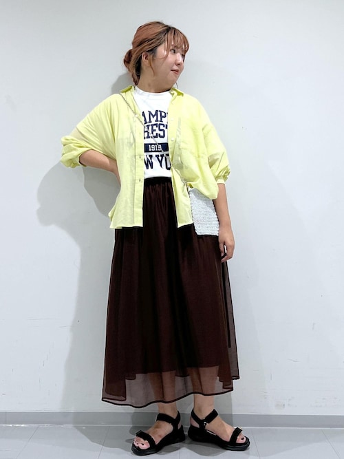 ロングスカート ギャザースカート ロング シアー[品番：GW000004723]｜Growing