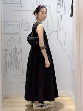 「ROPE' PICNIC（ロペピクニック）のボールドフレームアイウェア/UVカット（サングラス、グレー系）」を使った、miyajiさん（レディース・157cm）の夏コーディネート