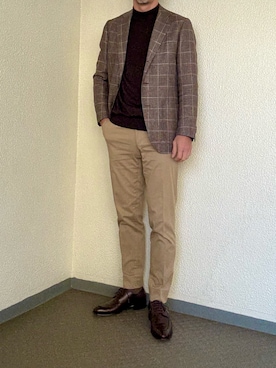 「アイテム（ドレスシューズ、ブラウン系）」を使った、ゴンさん（メンズ・178cm）の秋コーディネート