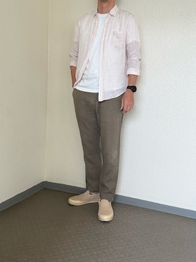 「JOURNAL STANDARD（ジャーナルスタンダード）のアイテム（シャツ/ブラウス、ベージュ系）」を使った、ゴンさん（メンズ・178cm）の夏コーディネート