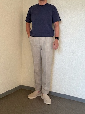 「アイテム（ローファー）」を使った、ゴンさん（メンズ・178cm）の夏コーディネート