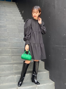 「秋トレンド2021」｜「アイテム（チュニック）」を使った、fuka matsuiさん（レディース・159cm）の秋コーディネート