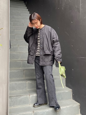「秋トレンド2021」｜「アイテム（ダウンジャケット/コート）」を使った、fuka matsuiさん（レディース・159cm）の秋コーディネート