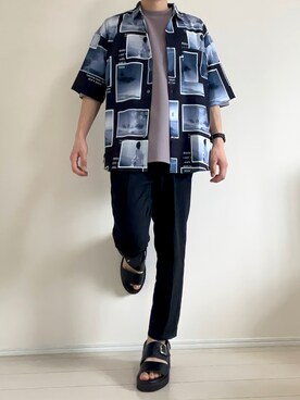 「ETELIO（エテリオ）の【2点セット】梨地ポケット付きクルービッグTシャツ＆ロングタンクトップアンサンブルセット（Tシャツ/カットソー）」を使った、せーやさん（メンズ・166cm）の夏コーディネート