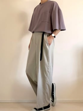 「しまむら（シマムラ）のアイテム（スラックス）」を使った、せーやさん（メンズ・166cm）の夏コーディネート