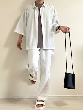 「ETELIO（エテリオ）の【2点セット】梨地ポケット付きクルービッグTシャツ＆ロングタンクトップアンサンブルセット（Tシャツ/カットソー）」を使った、せーやさん（メンズ・166cm）の夏コーディネート