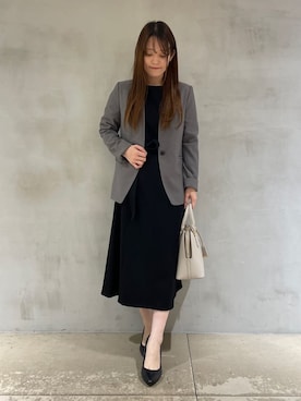 「アイテム（スーツジャケット、グレー系）」を使った、yさん（レディース・153cm）の冬コーディネート