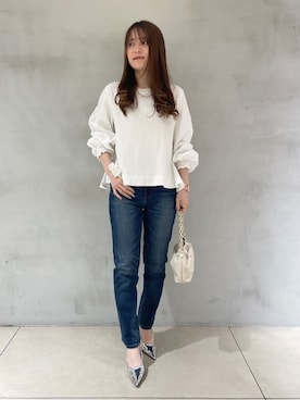 「Healthy denim（ヘルシーデニム）のアイテム（デニムパンツ）」を使った、yさん（レディース・153cm）の春コーディネート