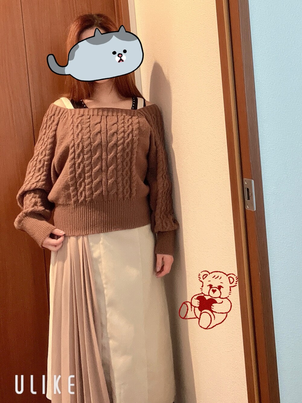 「お洒落さんとつながりたい、軽くお出かけ、低身長コーデ、低身長女子」｜「SHEINのアイテム（ニット/セーター、ブラウン系）」を使った、chimuさん（レディース・149cm）の春コーディネートの1枚目の写真