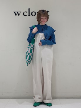 「w closet（ダブルクローゼット）のアイテム（オールインワン・サロペット）」を使った、asucoさん（レディース・153cm）の冬コーディネート