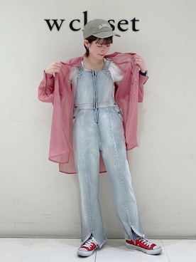 「w closet（ダブルクローゼット）のアイテム（オールインワン・サロペット）」を使った、asucoさん（レディース・153cm）の春コーディネート