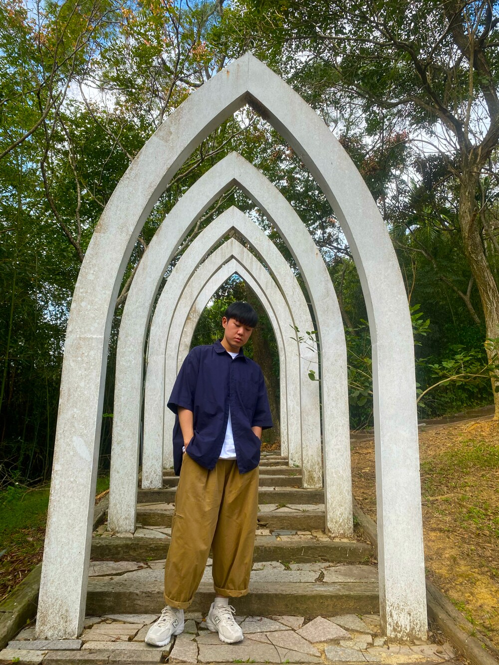 「CITYBOY、日系極簡、ootd」｜「SENSE OF PLACE by URBAN RESEARCHのアイテム（シャツ/ブラウス、ブルー系）」を使った、Pjieeeeeさん（メンズ・172cm）の冬コーディネートの1枚目の写真