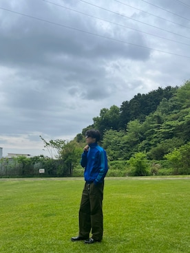 「緑」｜「アイテム（その他アウター）」を使った、chugsさん（メンズ・173cm）の夏コーディネート