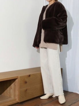 「Per sist ence（パーシエンス）のアイテム（ノーカラージャケット）」を使った、Per sist enceさん（レディース・162cm）の秋コーディネート