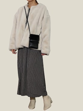 「Per sist ence（パーシエンス）のアイテム（ノーカラージャケット）」を使った、Per sist enceさん（レディース・162cm）の冬コーディネート